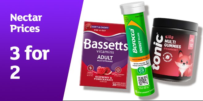 3 for 2 across selected vitamins.